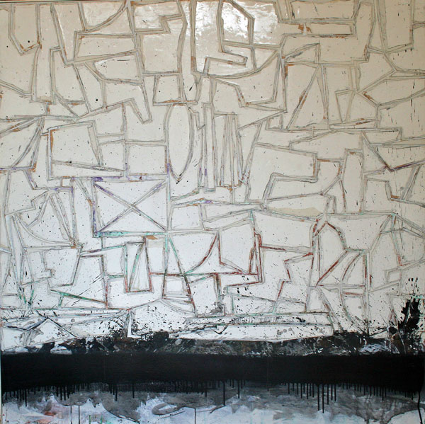 John Harrison Levee Technique mixte sur toile dimensions 150 x 150 cm (59 x 59 inch)