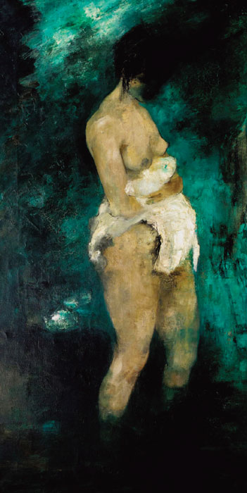 Pollet, Baigneuse, 1961, huile sur toile, 195 x 97 cm Collection particulière