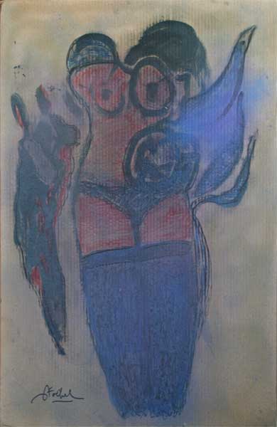 Edgar STOEBEL Edgar(1909-2001) Figura-synthèse nu aux bas bleus