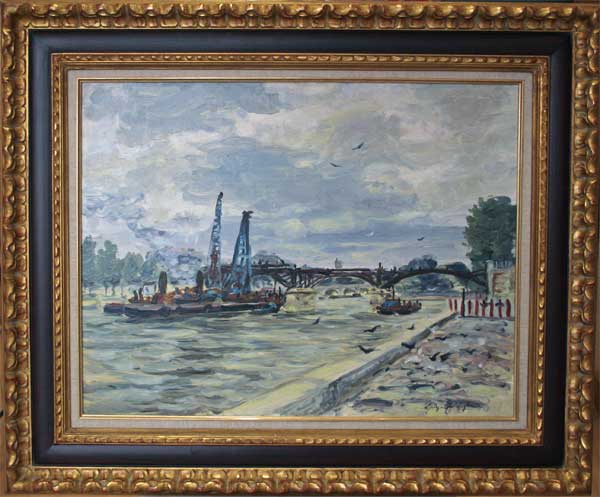 Georges YOLDJOGLOU (1933) huile sur toile "La seine au Pont des Arts" dimensions 50 x 65 signée 