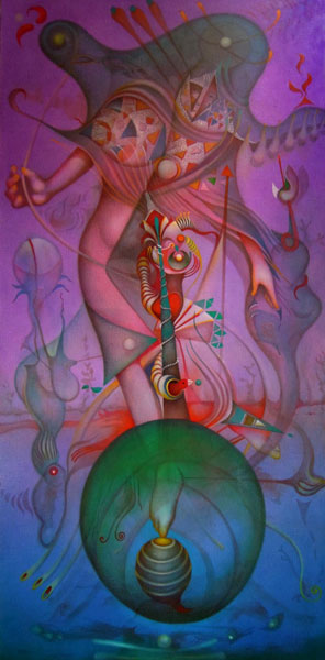 Alvaro MEJIAS N°10 huile sur toile 120x60cm "jugando con el violeta"