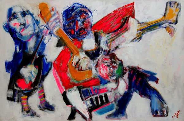 Bernard Lorjou Le Concert - 1985 acrylique sur toile 130 x 195 cm