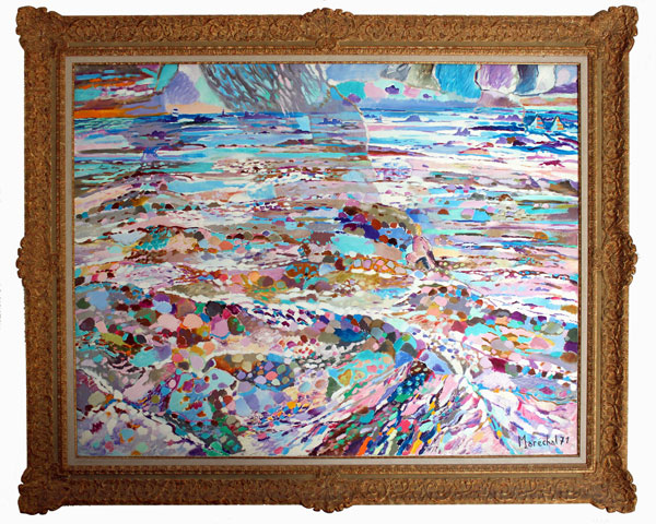 Claude Maréchal Le calme en mer Huile sur toile, 1971 - 114 x 146 cm Collection particulière © Patrick Reynolds / Le Musée Privé Exposition rétrospective Musée des Avelines Musée d’art et d’Histoire de Saint-Cloud Claude Maréchal (1925-2009), Les Vibrations de la Couleur 27 septembre 2012 – 23 décembre 2012 Reproduit au Catalogue du Musée et du Conseil général