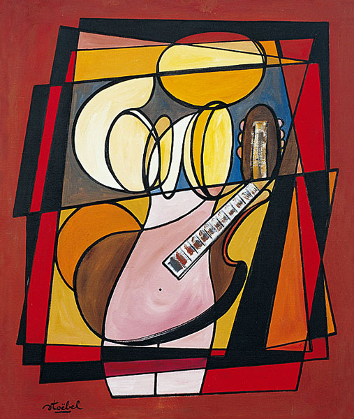 Edgar Stoebel 81x65 femme à la guitare