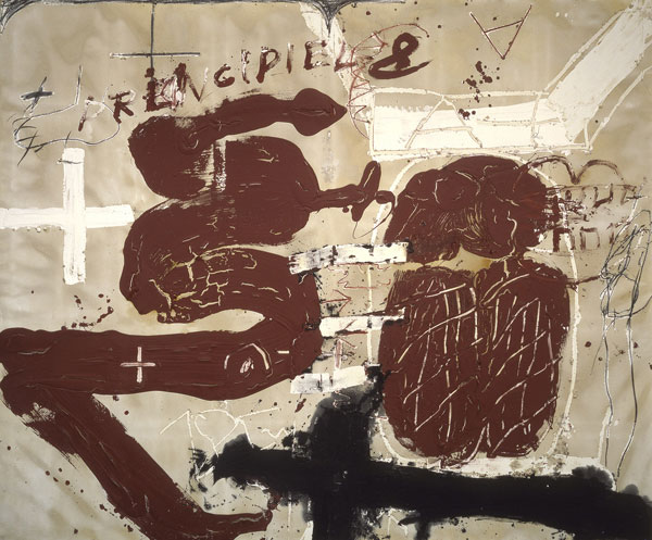 Antoni Tàpies Principiel, 1989 Technique mixte sur toile 250 x 300 cm Copyright Galerie Lelong exposition foire ARCO Madrid février 2012