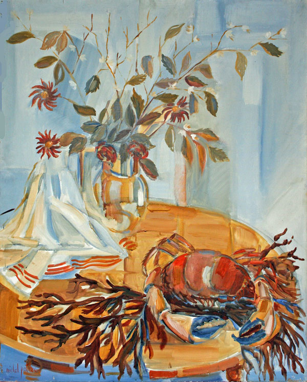 Michel Patrix huile sur toile 100 x 81 cm signée en bas à gauche intitulée au dos Cabe et Bouquet N° inv A206 Circa 1955