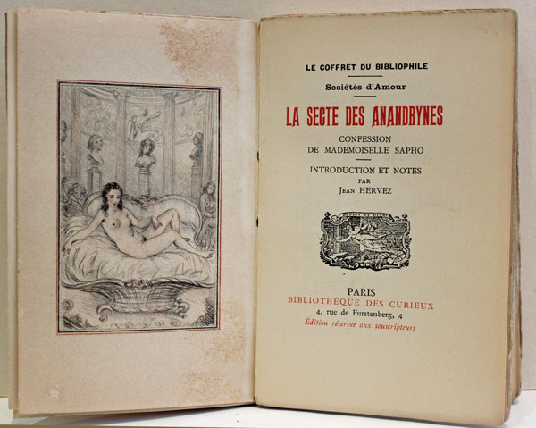 La secte des Anandrines Confessions de Mademoiselle Sapho