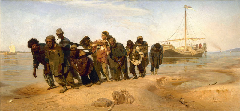 Illya Répine (1844-1930)  Les Bourlaki, Les haleurs de la Volga,1870-1873, Musée Russe