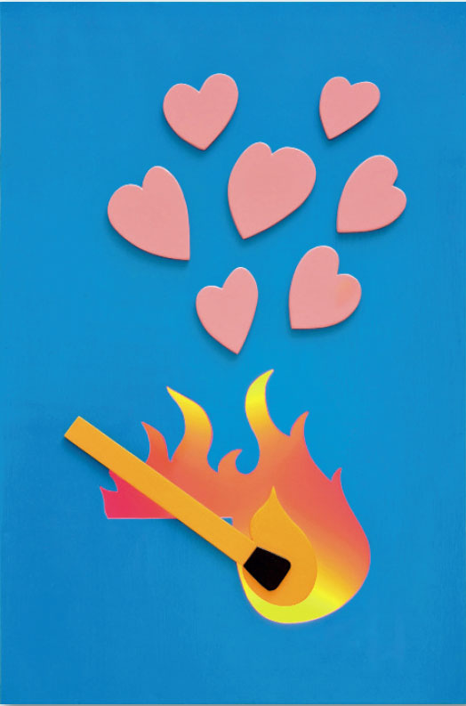 CLAUDE GILLI L’amour à l’eau de rose 75x50x6cm, Bois peint, Eclairage par lampe froide-220 volts