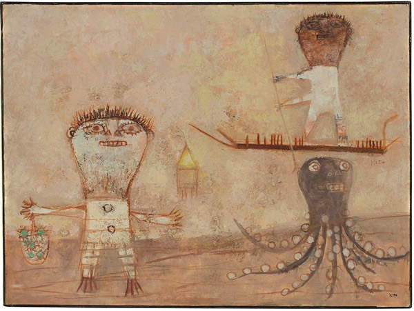 Akira kito, A marée basse, 1955, huile sur toile, 97 x 130 cm 