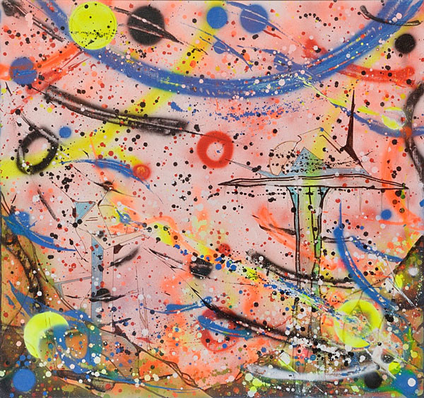 RAMMELLZEE - Tower of Panzerism - Spray marker on canvas 180 x 160 cm