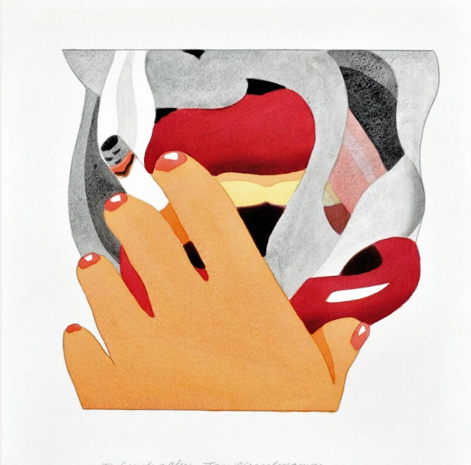 Tom WESSELMANN - Smoker - Crayon et acrylique sur papier - 32 x 30 cm - 1976