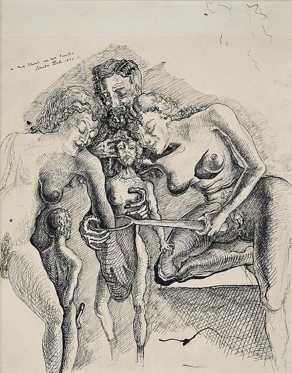 Salvador Dalí, La femme visible, La chasse aux papillons, 1930, encre sur papier collé sur carton, 27,8 x 22 cm