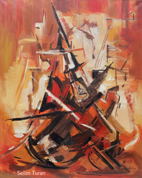 Selim Turan, Sans titre, c.1960, huile sur toile, 162 x 130 cm (orange)