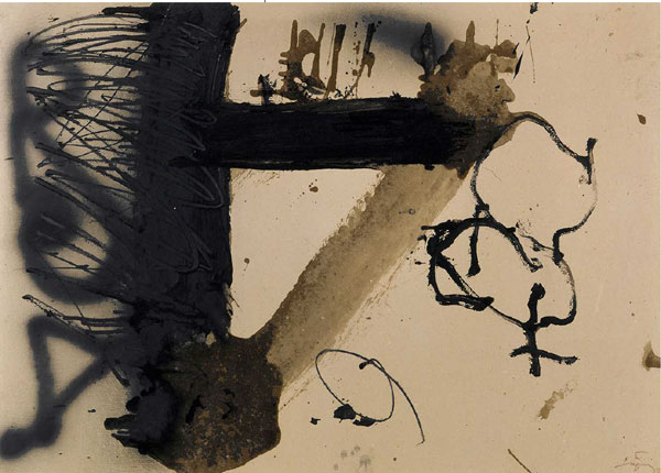 Antoni Tàpies A renverSé, 1984  Peinture sur carton 75 x 105 cm Courtesy Laurentin Gallery Bruxelles 