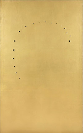 Lucio Fontana & Jef Verheyen, Le Jour, 1962, huile et perforations sur toile, 211 x 140 cm