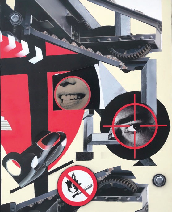 Peter Klasen Hommage à Malevitch Volant Cadran Les sportifs. 2017, acrylique et technique mixte sur toile, 92 x 73 cm