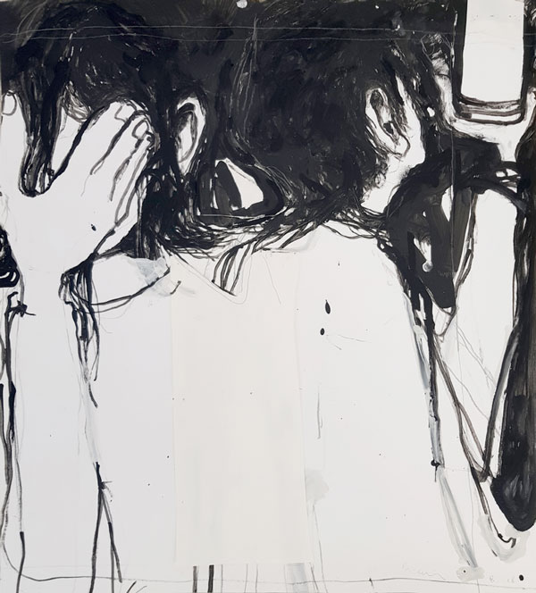 Jean Charles BLAIS  Sans Titre  2018  Crayons, gouache et collage sur papier  76 x 67 cm  Encadrement : 88 x 79 x 4,5 cm  Courtesy de l’artiste et de la galerie Catherine Issert 