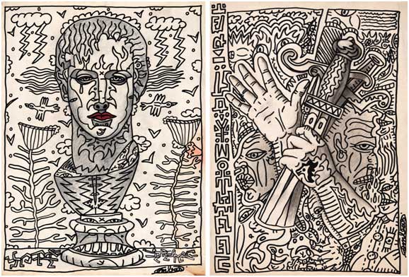 Robert Combas, 2025, 63 x 48 cm et 58,5 x 43,5 cm © Ceysson & Bénétière