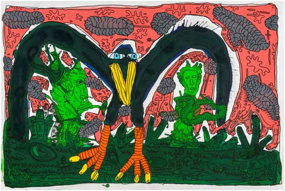 Robert Combas, 2025, peinture sur papier vélin d'Arches, 102 x 153 cm © Ceysson & Bénétière