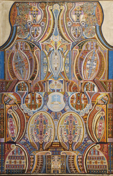 A. Lesage – Composition médiumnique - vers 1944 huile sur toile – 145,5 x 91 cm