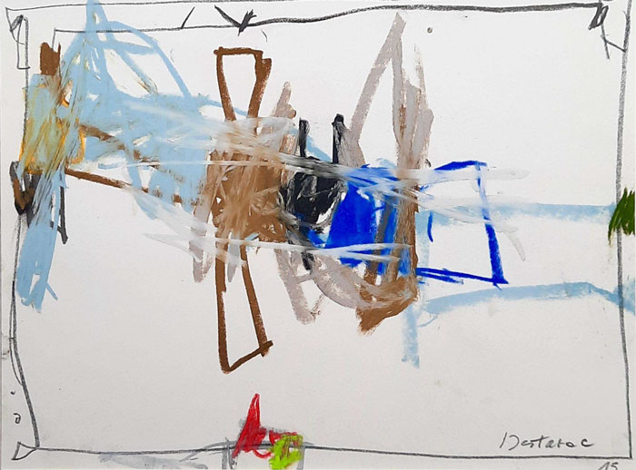 Destarac, Composition, 2015, pastel sur papier, 30 x 40 cm