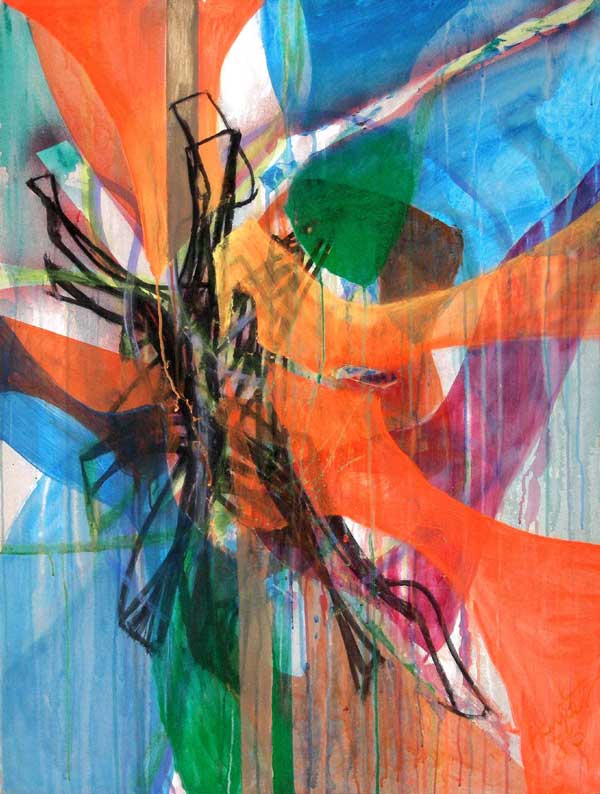 Stanley William Hayter, Dusk, 1986, acrylique sur toile, 130 x 97 cm