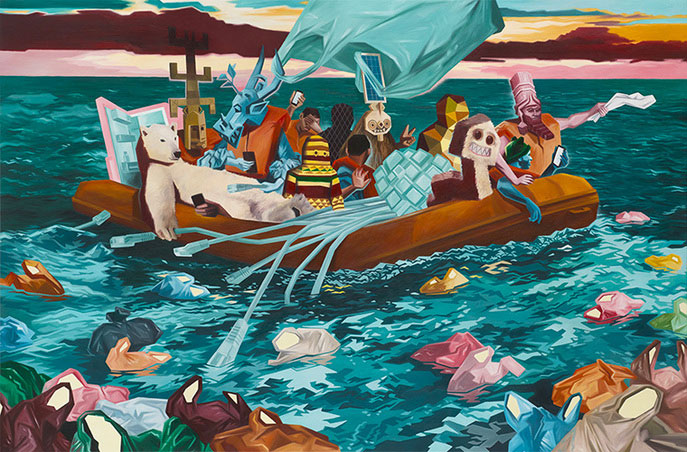 Kriki, Plastik, 2020, huile sur toile / oil on canvas, 165 x 250 cm
