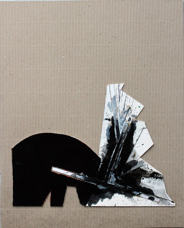 John Harrison Levee (1924-2017) Technique mixte, laque et collage de 2004 dimensions 50 x 40 cm