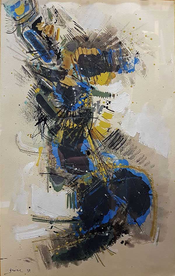 John Harisson LEVEE (1924-2017) Composition, 1958 Gouache. Signée et datée en bas à gauche 37 x 23 cm 