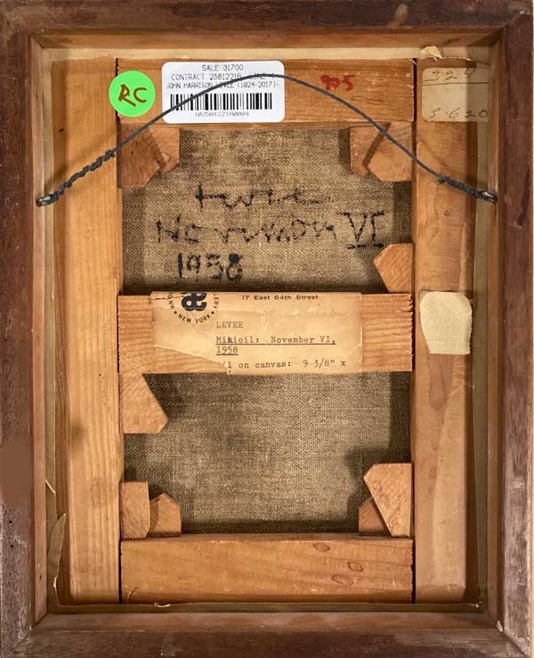 JOHN HARRISON LEVEE (1924-2017) oil on canvas 9 1/2 x 7 1/2 in (24 x 19 cm) 