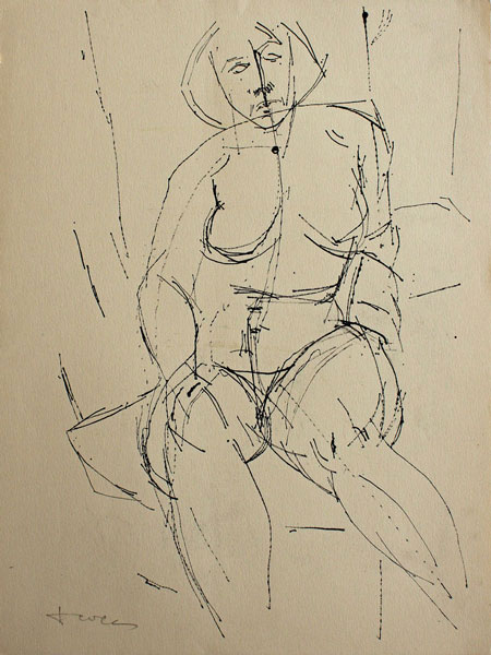 John Harrison Levee nu cubiste Circa 1952 encre de chine dimensions 35 x 26 cm signé au crayon en bas à gauche