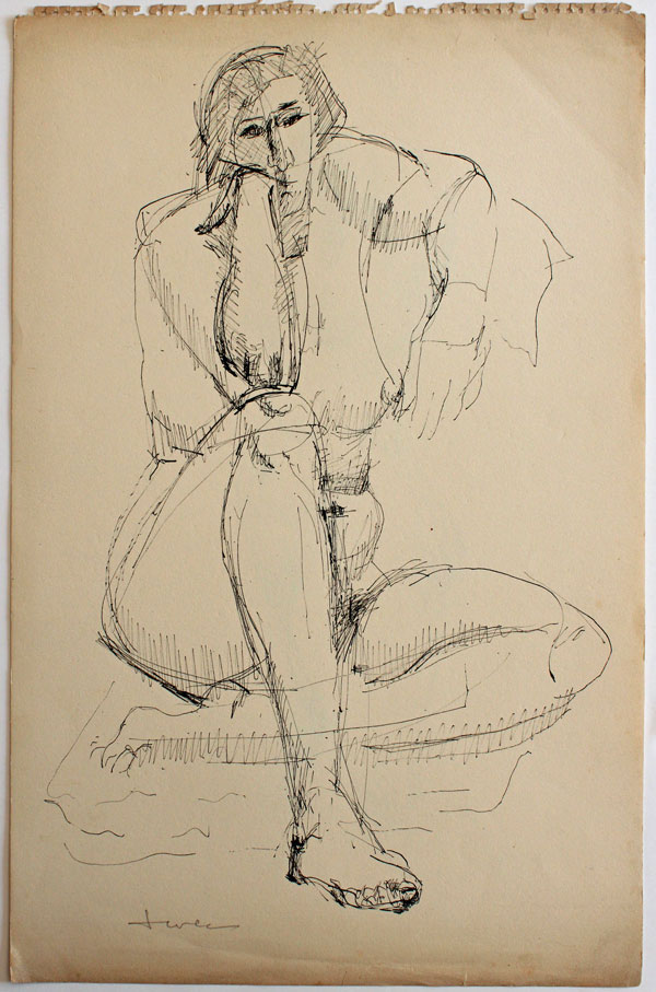 John Harrison Levee Nu encre de chine dimensions 42 x 27 cm Circa 1952 signé au crayon en bas à gauche