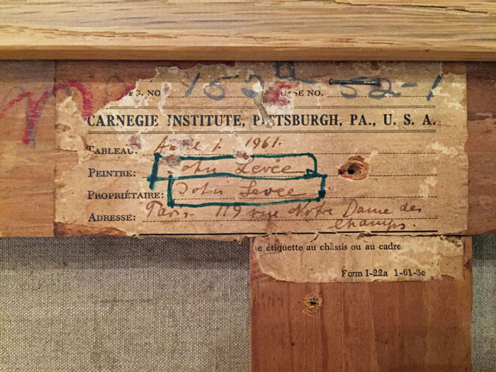 John Harrison LEVEE (1924-2017) Huile sur toile 162 x 114 cm (64 x 45 inches) Signée, titrée APRIL I et datée 1961 au dos Etiquette au dos Exposition Carnegie Institute Pittsburgh, PA - USA