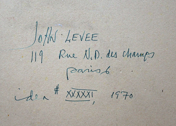 John Harrison Levee acrylique et technique mixte sur carton dim. 74,5 x 55 cm signée au dos datée 1970 et intitulée Idea XXXXXI