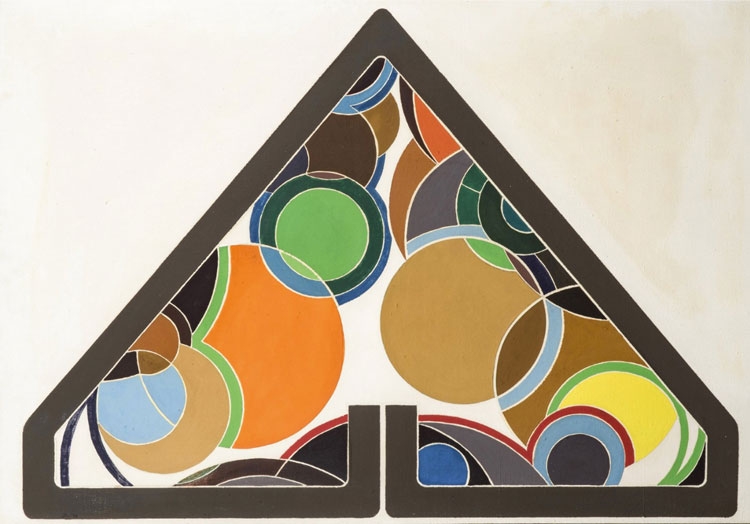 John Harrison LEVEE (1924-2017) Composition géométrique, 1970 Huile sur toile, signée, datée «décembre III 1970» au dos dimensions 65 x 92 cm