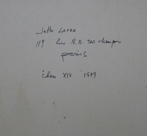 CRJL1979 N°04 CATALOGUE RAISONNE JOHN LEVEE