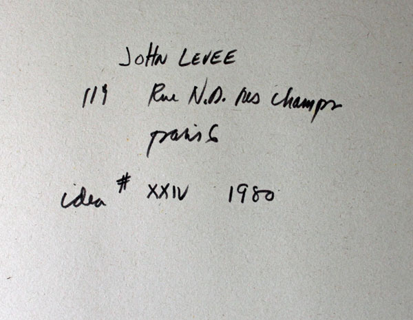 CRJL1980 N°03 CATALOGUE RAISONNE JOHN LEVEE