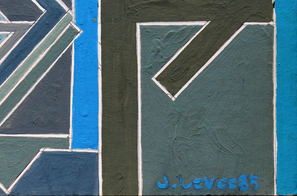 John Harrison LEVEE (1924-2017) acrylique sur carton de 1985 dimensions 75 x 55 cm signée en bas à droite et datée 85, contresignée au dos intitulée Idea XVII - 1985