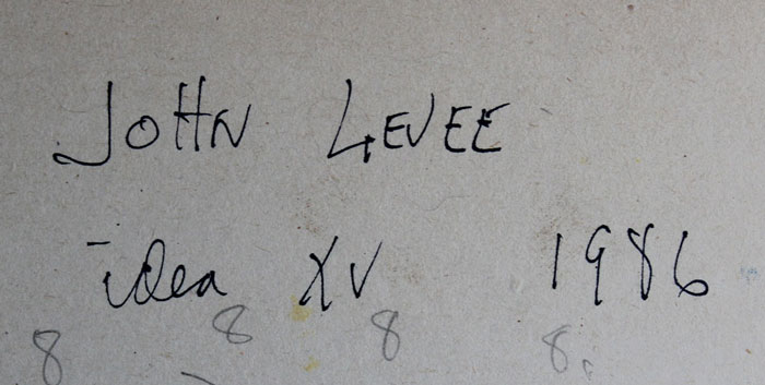 John Harrison Levee composition abstraite de 1986 acrylique sur carton signée en bas à droite et datée 86 dimensions 75 x 54 cm, contresignée au dos et intitulée  Idea XV - 1986
