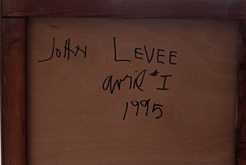 John Harrison Levee Mixed media on wood panel size 150 x 132 cm - Signed on the top left and dated 95 - countersigned on the back and entitled April I 1995.