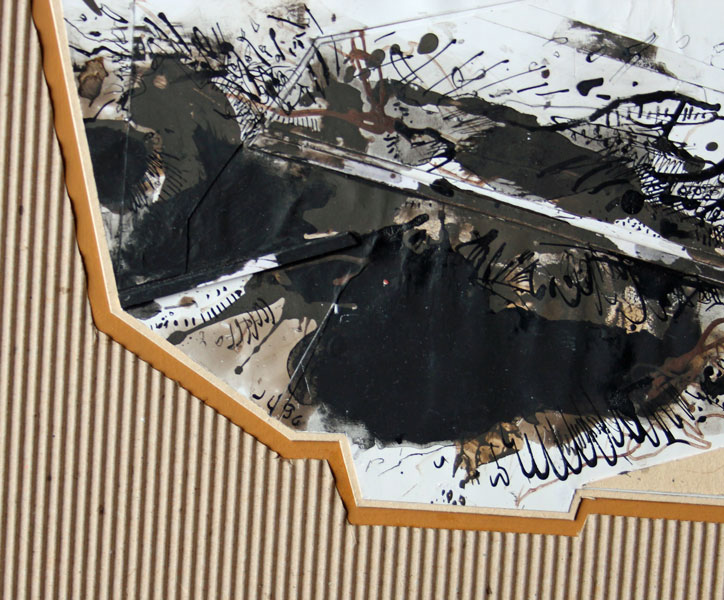 John Harrison Levee (1924-2017) Technique mixte, acrylique laque et collage de 1996 dimensions 50 x 35 cm signé au dos et intitulé Decembre I et daté 1996.