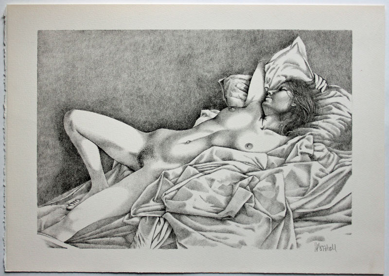 Jean-Pierre STHOLL lithographie N°4 en noir et blanc 38x54 cm signée en bas à droite