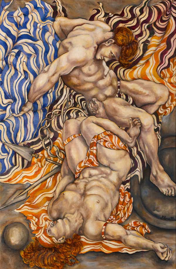 Aude Allonville Huile sur toile 91 x 60 cm Lutte Gréco-romaine  