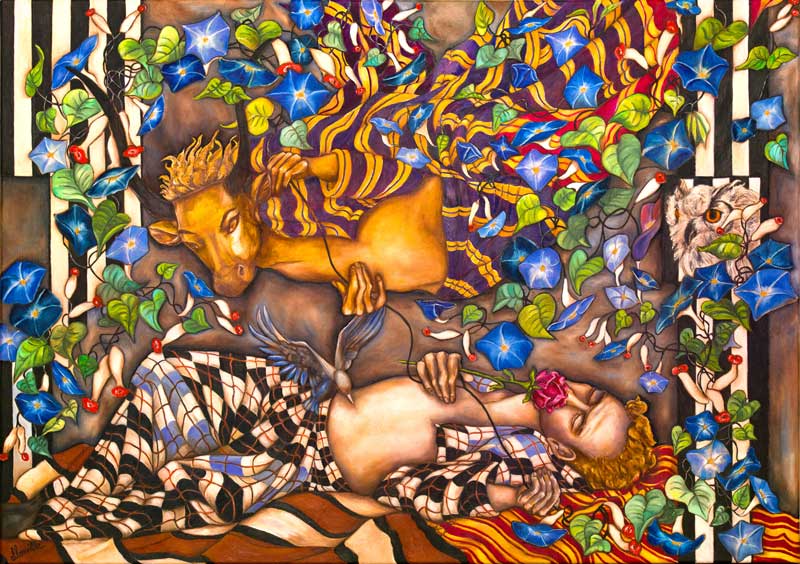 Huile sur toile : 65 cm x 91 « Le passage D'Hathor Déesse Egyptienne »