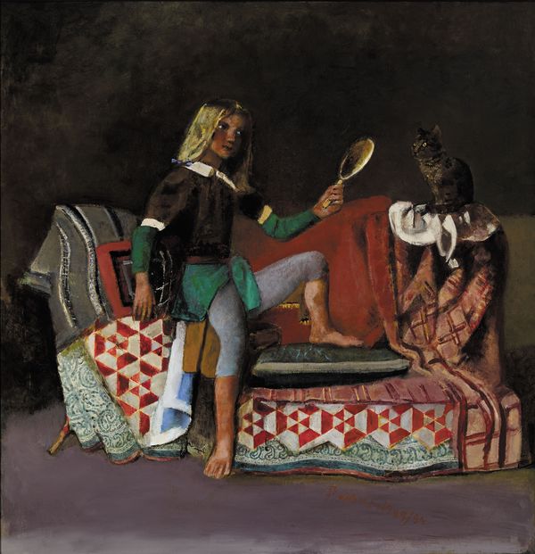 BALTHUS, LE CHAT AU MIROIR III, 1989-1994  Huile sur toile, 220 x 195 cm Collection privée, l‘Asie © Balthus 