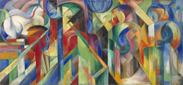 Franz Marc Écuries, 1913 Huile sur toile, 73,6 x 157,5 cm Solomon R. Guggenheim Museum, New York, Solomon R. Guggenheim Founding Collection