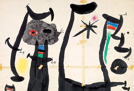 Coquillages – maquette, 1969. Lithographie rehaussée d'encre de Chine, gouache, craies de couleurs. © Successió Miró, Adagp Paris 2019. Photo Claude Germain / Archives Fondation Maeght.