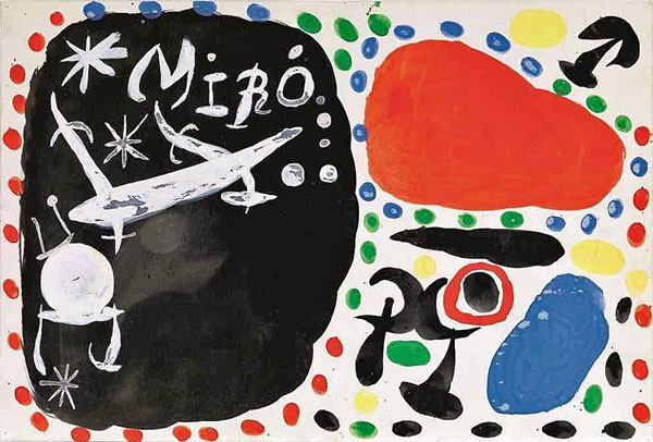 Affiche « Tokyo – Kyoto » – maquette. Gouache et Encre de Chine sur carton. © Successió Miró, Adagp Paris 2019. Photo Claude Germain / Archives Fondation Maeght.