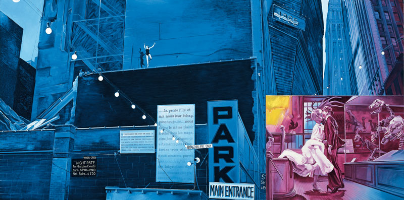 MONORY La Voleuse n° 1, 1985. Huile sur toile, 170 x 340 cm. Photo Jacques Monory.